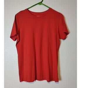 Lands' End Women's Size Small Relaxed Fit Orange-Red Short Sleeve Cotton T-Shirt